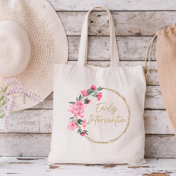 Retro Floral Early Intervention Specialist Back To School Canvas Tote Bag Retro Floral Early Intervention Specialist Back To School Canvas Tote Bag