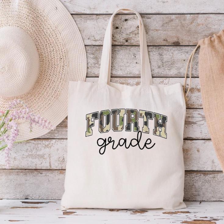 Retro Fourth Grade Camo Back To School Girls Boys 4th Grade Canvas Tote Bag
