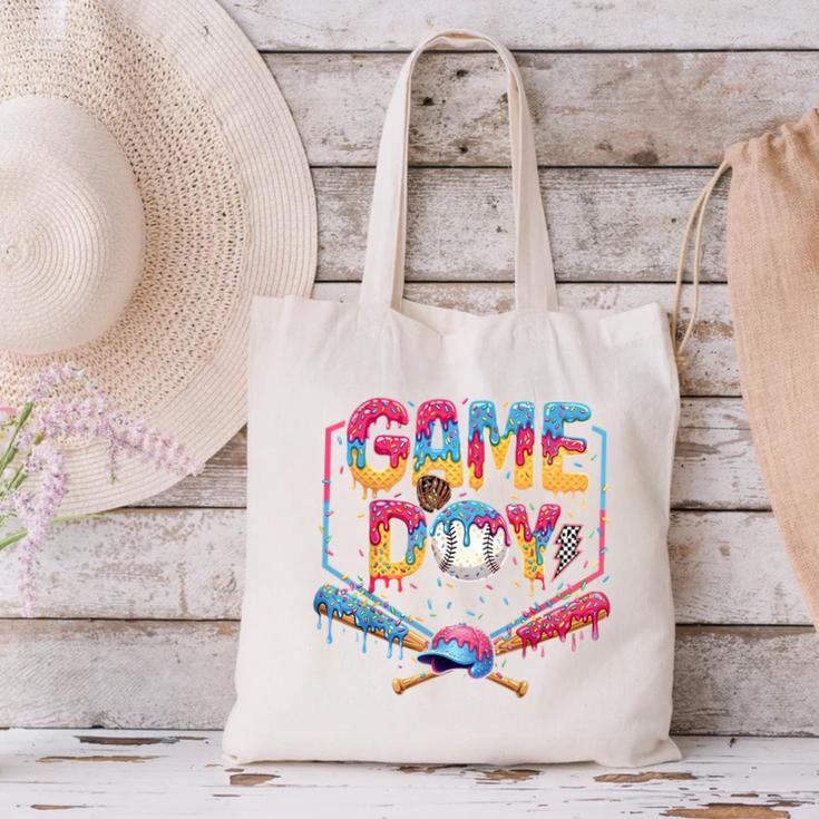 Retro Game Day Baseball Ice Cream Drip For Men Boy Kids Canvas Tote Bag Retro Game Day Baseball Ice Cream Drip For Men Boy Kids Canvas Tote Bag