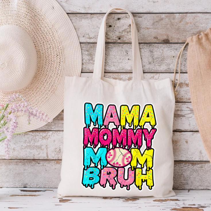 Retro Mama Mommy Mom Bruh Baseball Women Girls Canvas Tote Bag