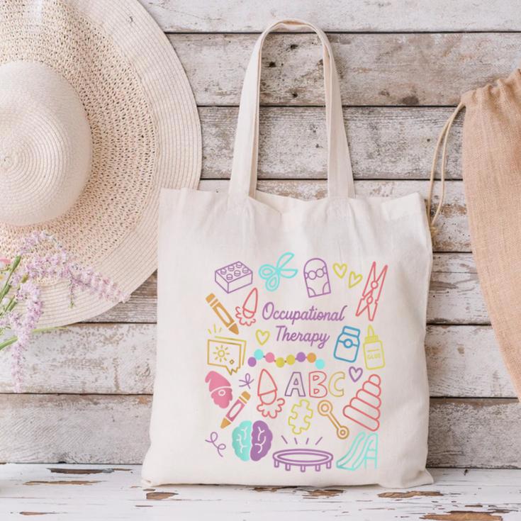 Retro Occupational Therapy Doodle Back To School Costume Canvas Tote Bag Retro Occupational Therapy Doodle Back To School Costume Canvas Tote Bag