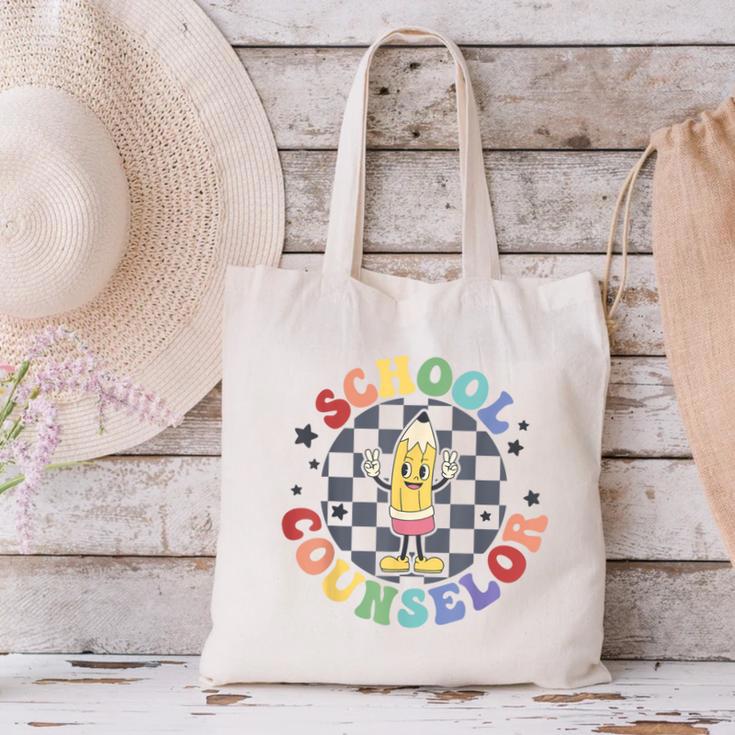 Retro Pencil School Counselor Back To School For Counselor Canvas Tote Bag Retro Pencil School Counselor Back To School For Counselor Canvas Tote Bag