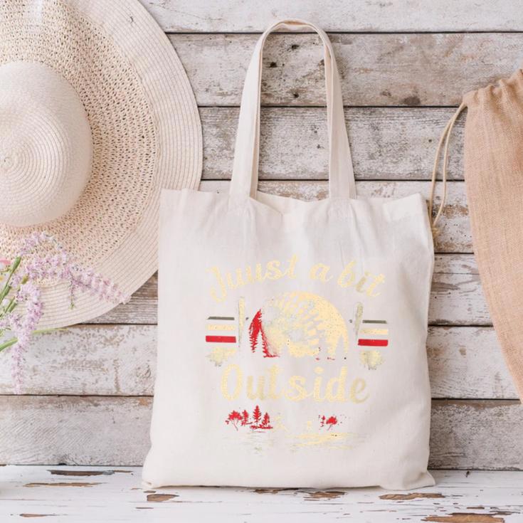 Retro Quote Just a Bit Outside Baseball Vintage Canvas Tote Bag Retro Quote Just a Bit Outside Baseball Vintage Canvas Tote Bag