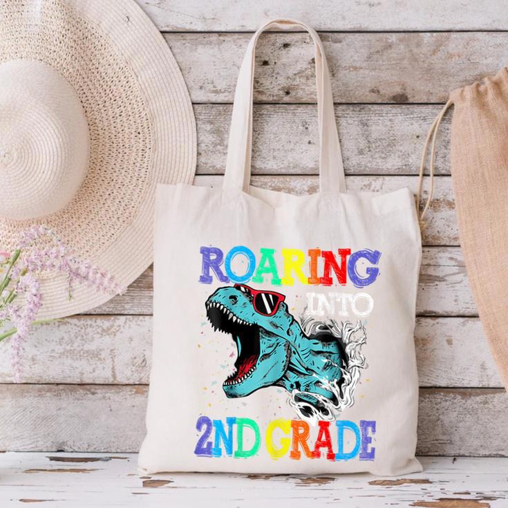 Roaring Into 2Nd Grade DinosaurRex Back To School Canvas Tote Bag Roaring Into 2Nd Grade DinosaurRex Back To School Canvas Tote Bag