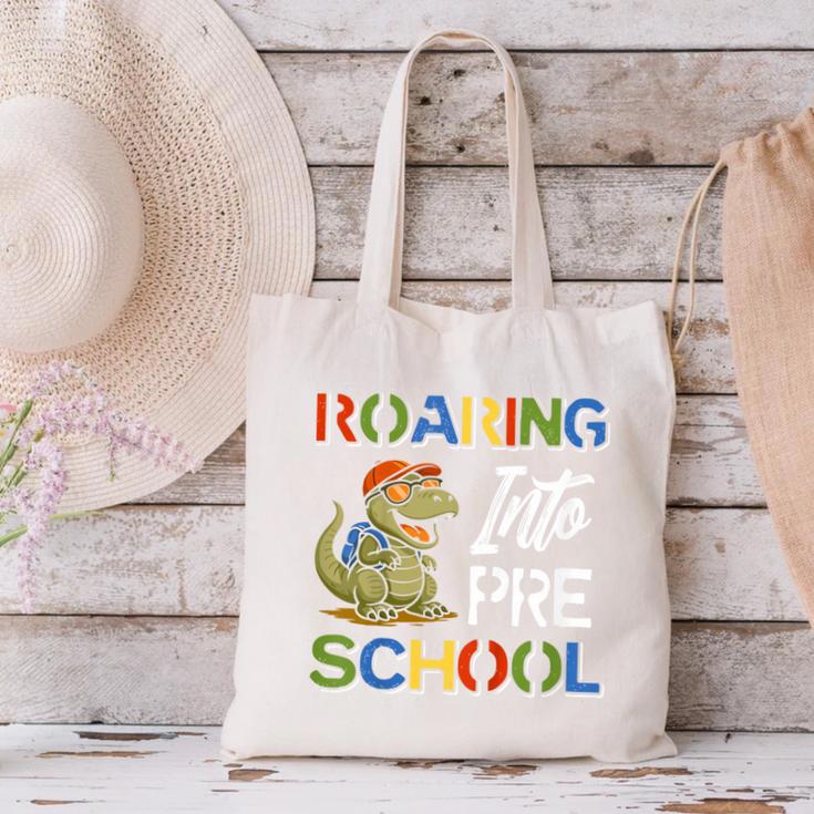 Roaring Into Preschool First Day Back To School Students Canvas Tote Bag