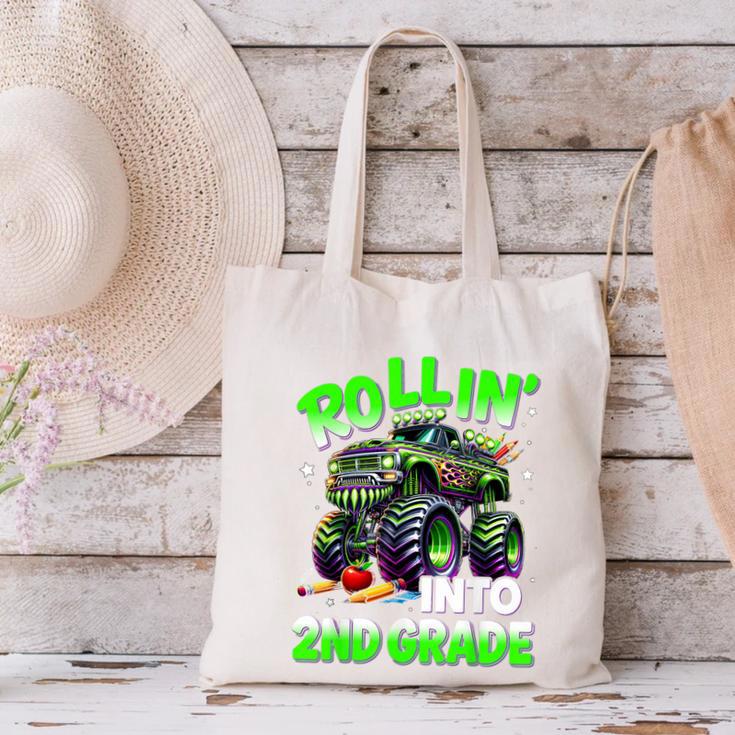 Rollin' Into 2nd Grade Monster Truck Back To School Boys Canvas Tote Bag Rollin' Into 2nd Grade Monster Truck Back To School Boys Canvas Tote Bag