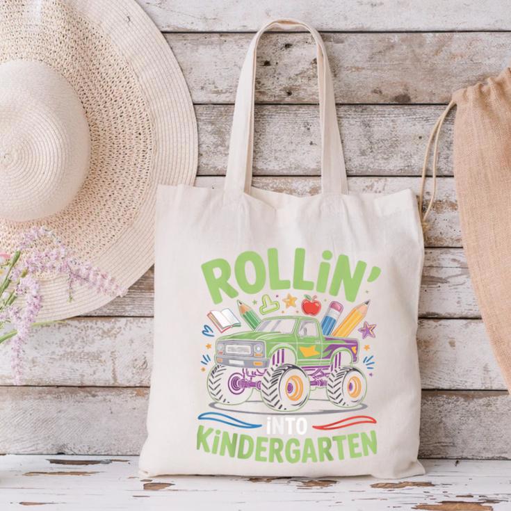 Rollin Into Kindergarten Monster Truck Back To School Canvas Tote Bag