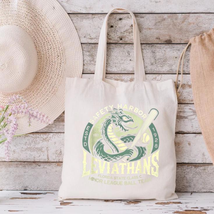 Safety Harbor Leviathans Retro Baseball Monster Canvas Tote Bag Safety Harbor Leviathans Retro Baseball Monster Canvas Tote Bag