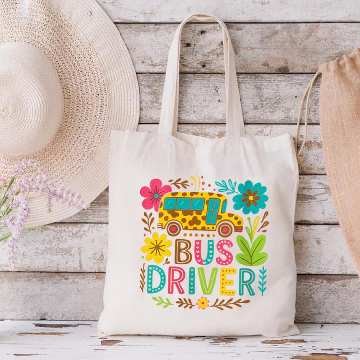 School Bus Driver Boho Floral Leopard Back To School Womens Canvas Tote Bag School Bus Driver Boho Floral Leopard Back To School Womens Canvas Tote Bag