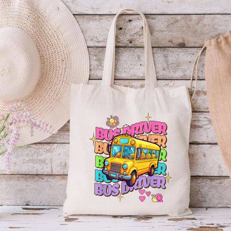 School Bus Driver Groovy Retro Back To School Canvas Tote Bag