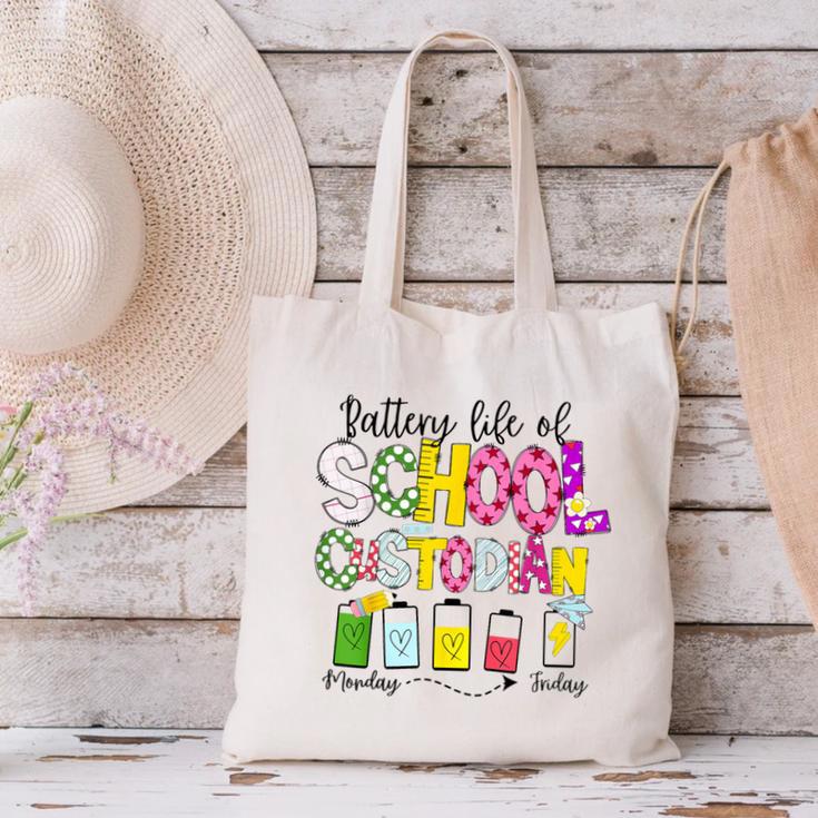 School Custodian Battery Life Back To School Janitor Canvas Tote Bag School Custodian Battery Life Back To School Janitor Canvas Tote Bag