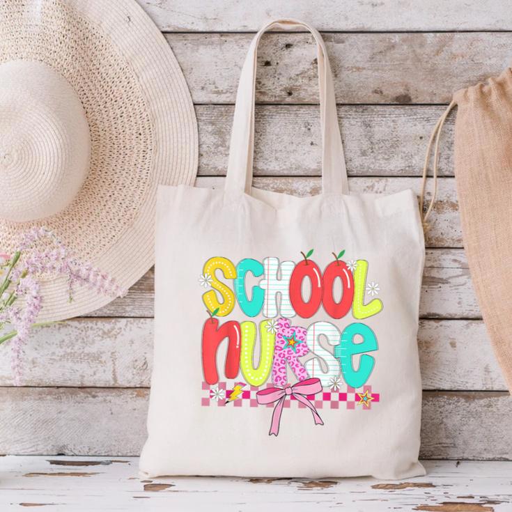 School Nurse Appreciation Day Coquette Bow Back To School Canvas Tote Bag