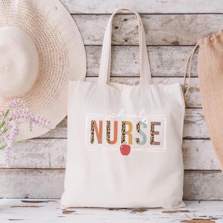 School Nurse Leopard Women School Nurses Back To School Canvas Tote Bag School Nurse Leopard Women School Nurses Back To School Canvas Tote Bag