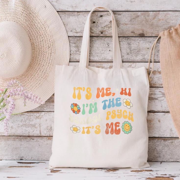 School Psych Psychologist Back To School Groovy Vintage Canvas Tote Bag School Psych Psychologist Back To School Groovy Vintage Canvas Tote Bag