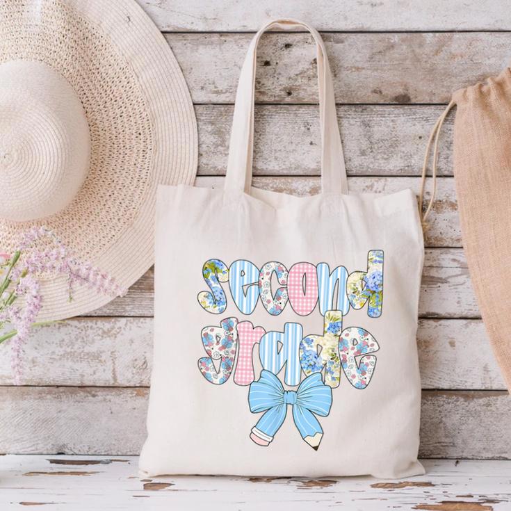 Second Grade Coquette Bow Pencil First Day Back To School Canvas Tote Bag Second Grade Coquette Bow Pencil First Day Back To School Canvas Tote Bag