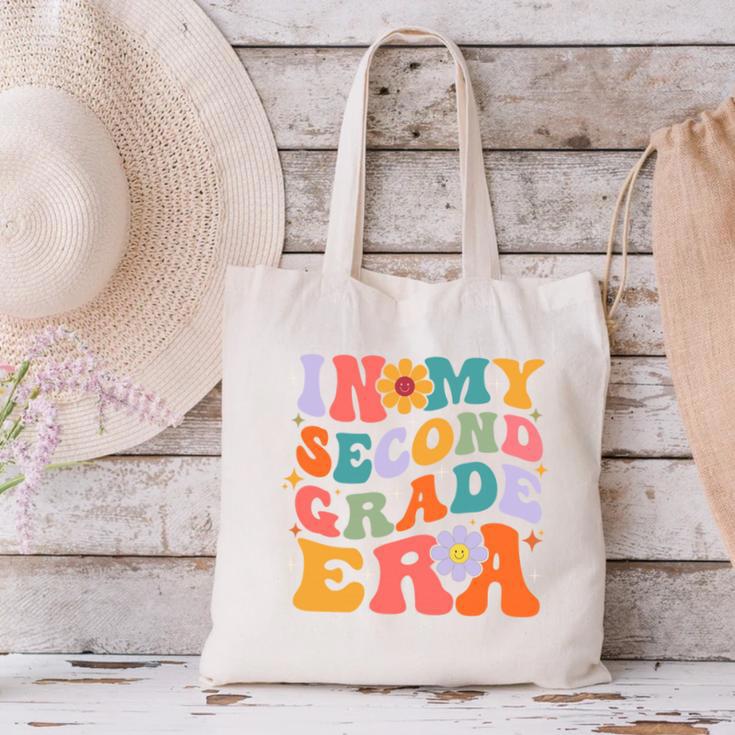 In My Second Grade Era Back To School Retro Groovy 2nd Grade Canvas Tote Bag