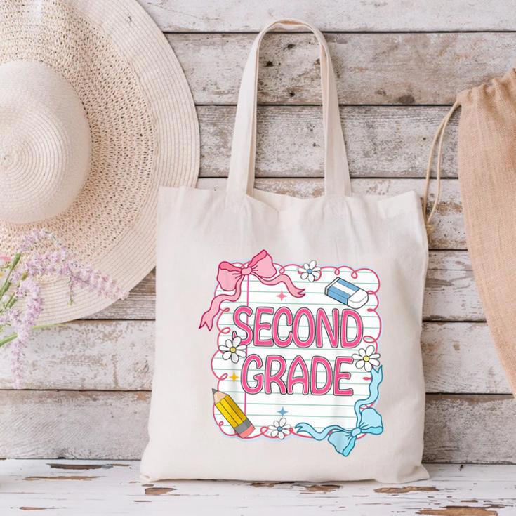 Second Grade Girls Kids Back To School Girls Coquette Bows Canvas Tote Bag Second Grade Girls Kids Back To School Girls Coquette Bows Canvas Tote Bag