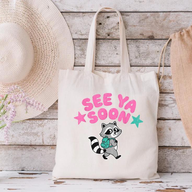 See Ya Soon Summer Cute Raccoon Back To School Kids Student Canvas Tote Bag See Ya Soon Summer Cute Raccoon Back To School Kids Student Canvas Tote Bag