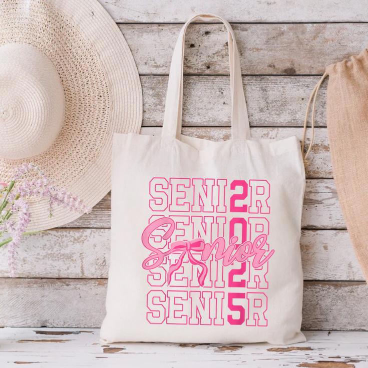 Senior 2025 Coquette Pink Bow Class Of 2025 Back To School Canvas Tote Bag Senior 2025 Coquette Pink Bow Class Of 2025 Back To School Canvas Tote Bag