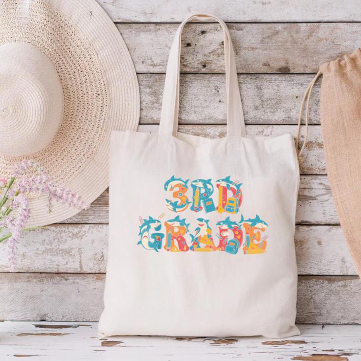 Shark Third Grade Back To School Kids Boys Girls Canvas Tote Bag Shark Third Grade Back To School Kids Boys Girls Canvas Tote Bag