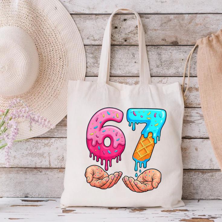 Six Seven 6-7 Baseball Ice Cream Drip 67 Meme Hands Canvas Tote Bag Six Seven 6-7 Baseball Ice Cream Drip 67 Meme Hands Canvas Tote Bag