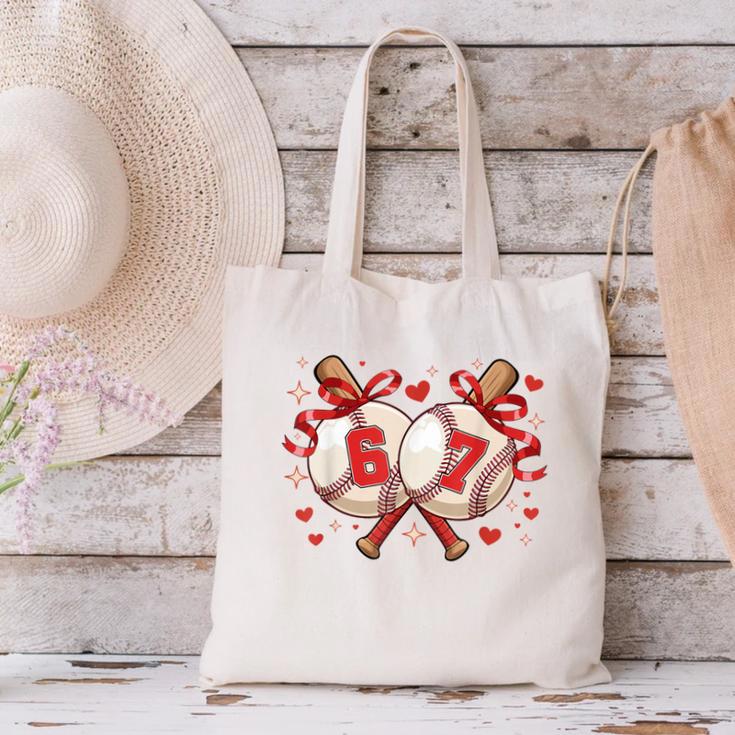 Six Seven 67 Meme Baseball Coquette Bow Valentine Canvas Tote Bag Six Seven 67 Meme Baseball Coquette Bow Valentine Canvas Tote Bag