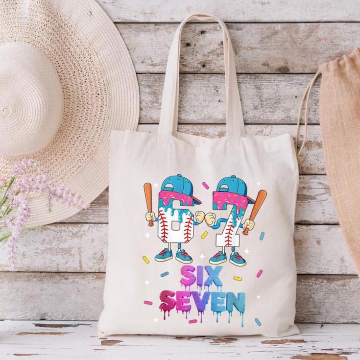 Six Seven Baseball Ice Cream Drip 6 7 Meme Gen Alpha Slang Canvas Tote Bag