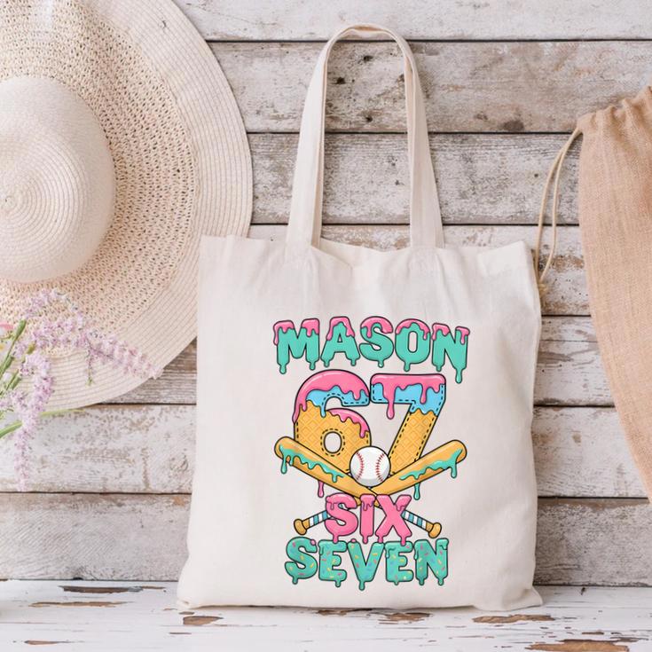 Six Seven Meme Mason Ice Cream Drip Baseball Number 67 Canvas Tote Bag