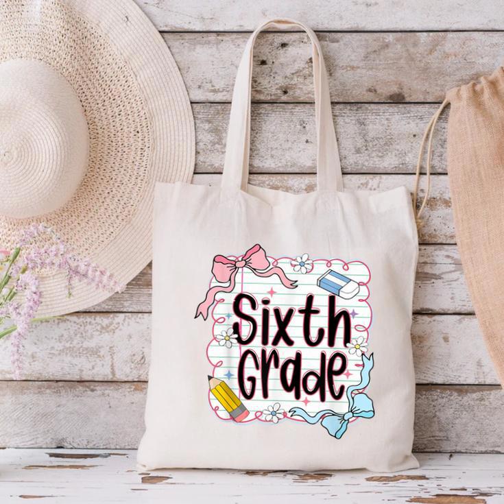 Sixth Grade Back To School For Girls Pink Notebook Canvas Tote Bag Sixth Grade Back To School For Girls Pink Notebook Canvas Tote Bag