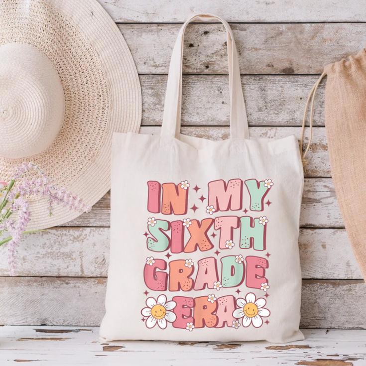 In My Sixth Grade Era Cute Groovy 6th Grade Back To School Canvas Tote Bag