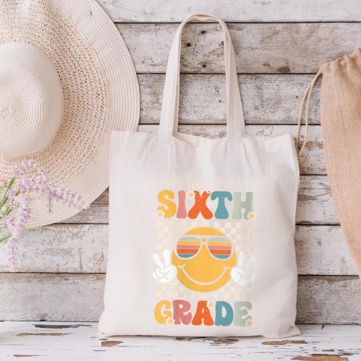 Sixth Grade Oh Hey Smile Retro Back To School 6th Grade Canvas Tote Bag Sixth Grade Oh Hey Smile Retro Back To School 6th Grade Canvas Tote Bag