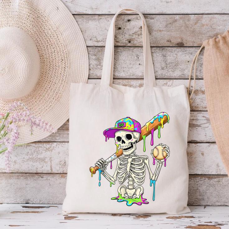 Skeleton Baseball Drip Boys Ice Cream Drip Youth Baseball Canvas Tote Bag