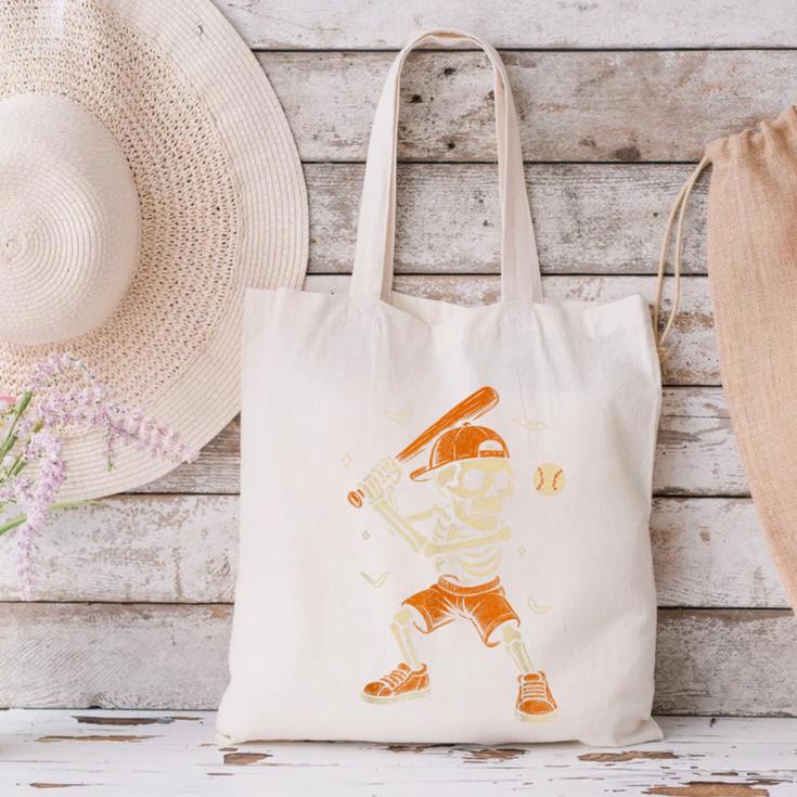Skeleton Baseball Player Costume Halloween Men Boys Canvas Tote Bag Skeleton Baseball Player Costume Halloween Men Boys Canvas Tote Bag