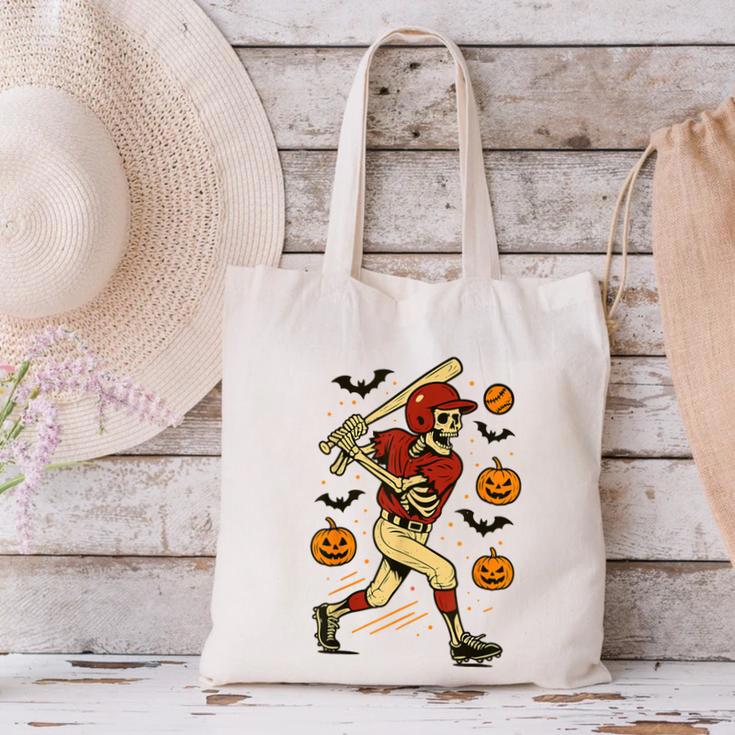 Skeleton Halloween Baseball Boys Men Kids Toddler Canvas Tote Bag Skeleton Halloween Baseball Boys Men Kids Toddler Canvas Tote Bag