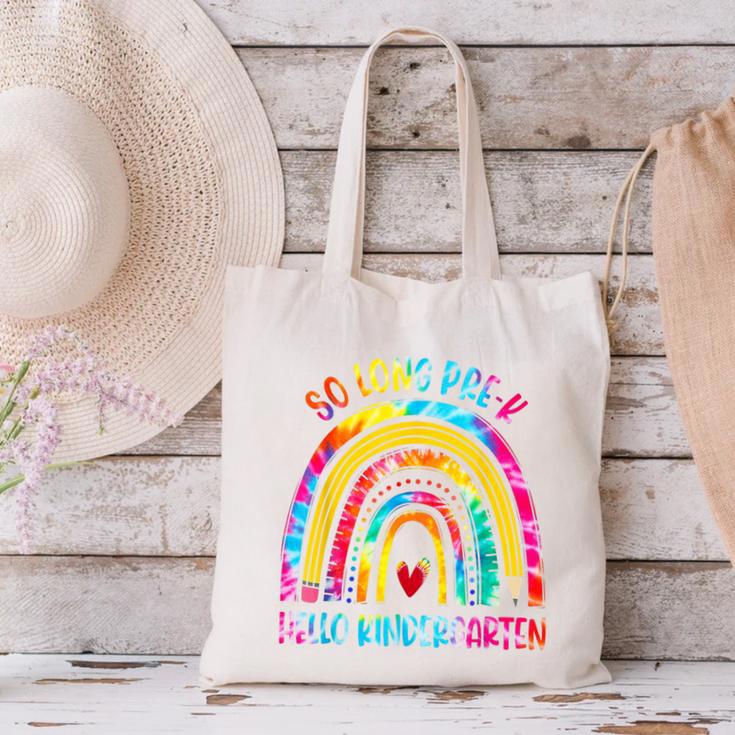 So Long Pre-K Hello Kindergarten Rainbow Back To School Canvas Tote Bag