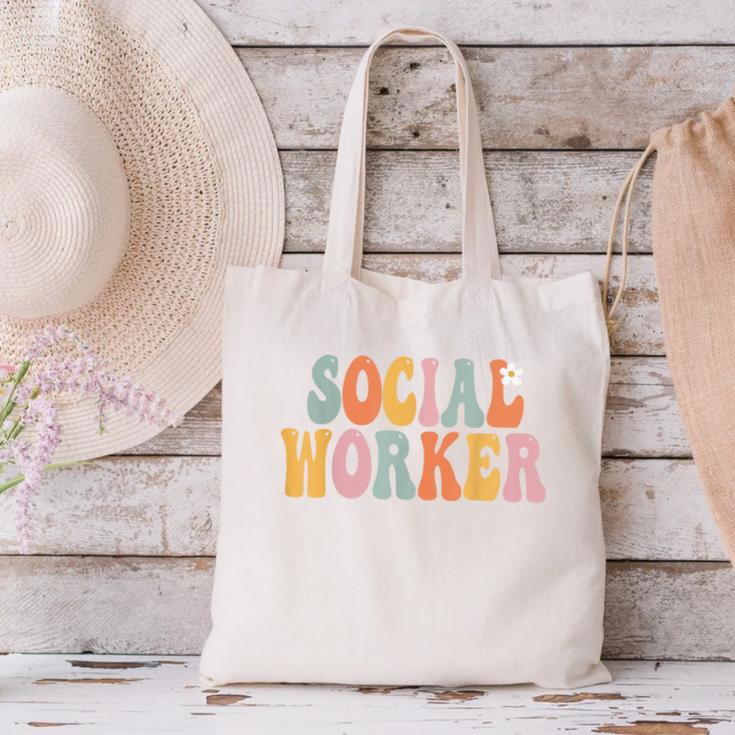Social Worker Groovy Women Appreciation Day Back To School Canvas Tote Bag Social Worker Groovy Women Appreciation Day Back To School Canvas Tote Bag