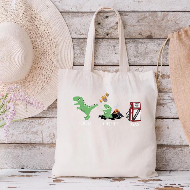 Solid Liquid Gas Dinosaur Back To School Premium Tri-Blend Canvas Tote Bag Solid Liquid Gas Dinosaur Back To School Premium Tri-Blend Canvas Tote Bag