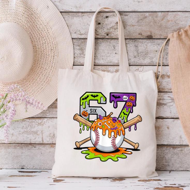 Spooky Halloween Baseball Ice Cream Dripping Six Seven 6 7 Canvas Tote Bag Spooky Halloween Baseball Ice Cream Dripping Six Seven 6 7 Canvas Tote Bag