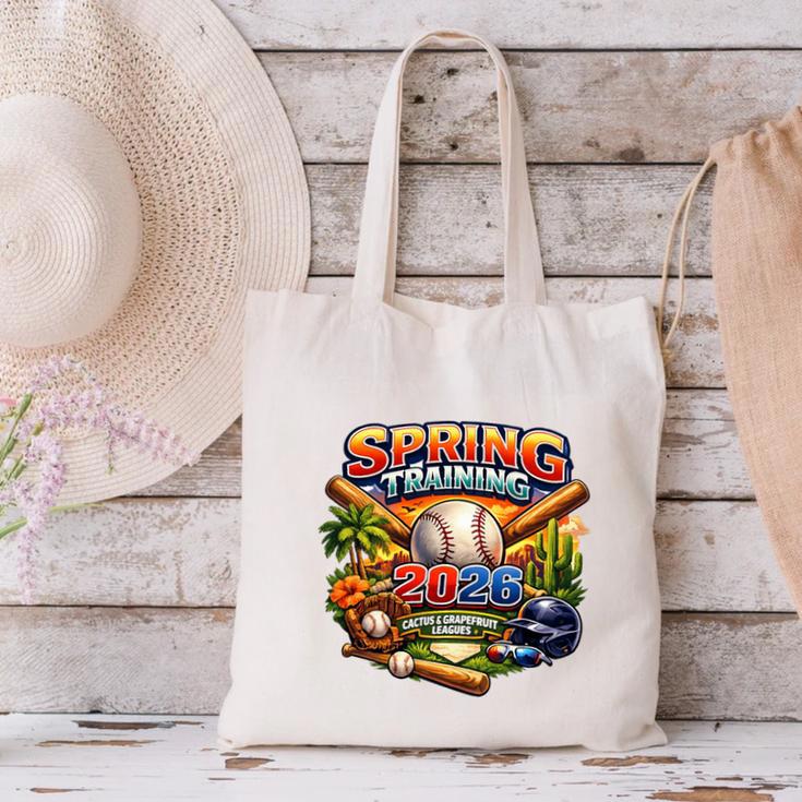 Spring Training 2026 Baseball Fan Retro Palm Cactus Premium Tri-Blend Canvas Tote Bag
