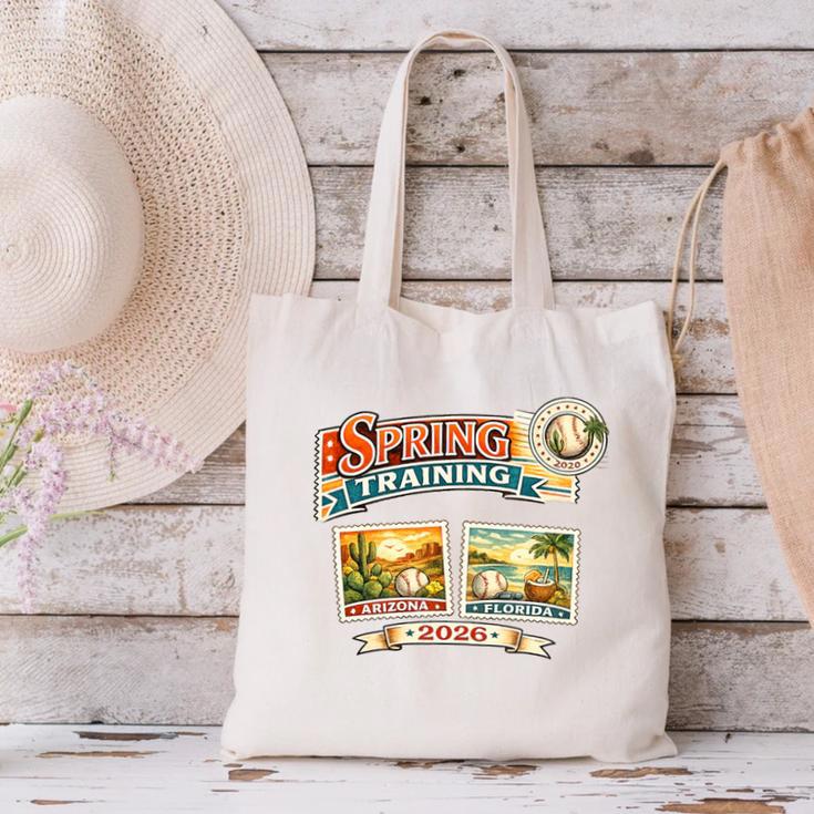 Spring Training 2026 Retro Postcard Baseball Premium Tri-Blend Canvas Tote Bag