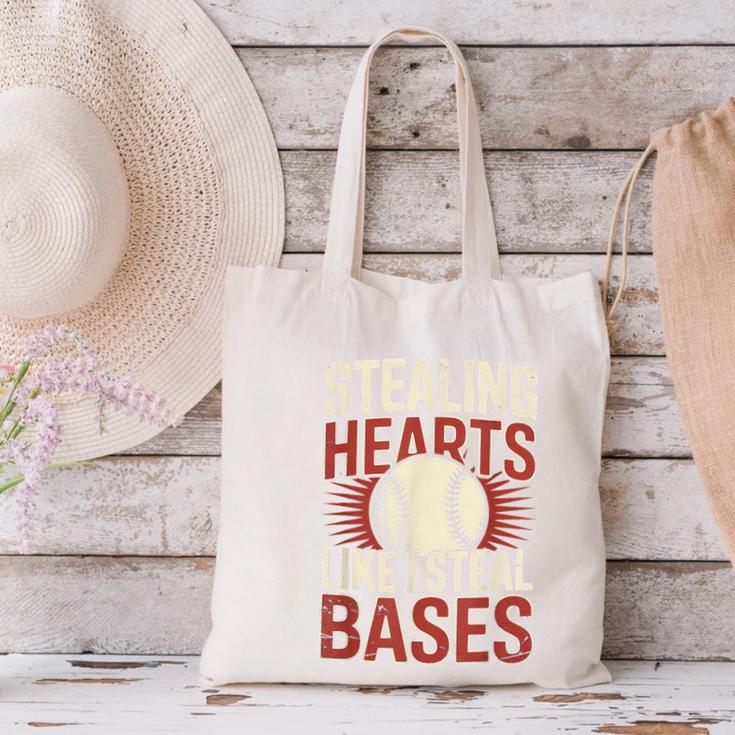 Stealing Hearts Like I Steal Bases Baseball Valentine Retro Canvas Tote Bag