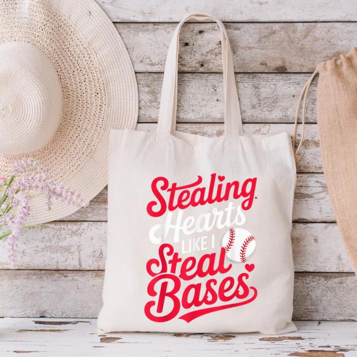 Stealing Hearts Like I Steal Bases Cute Baseball Boys Canvas Tote Bag