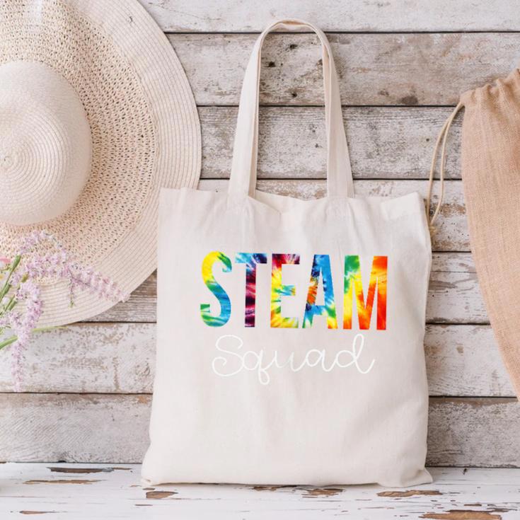 STEAM Squad For Work Tie Dye Back To School Appreciation Day Canvas Tote Bag