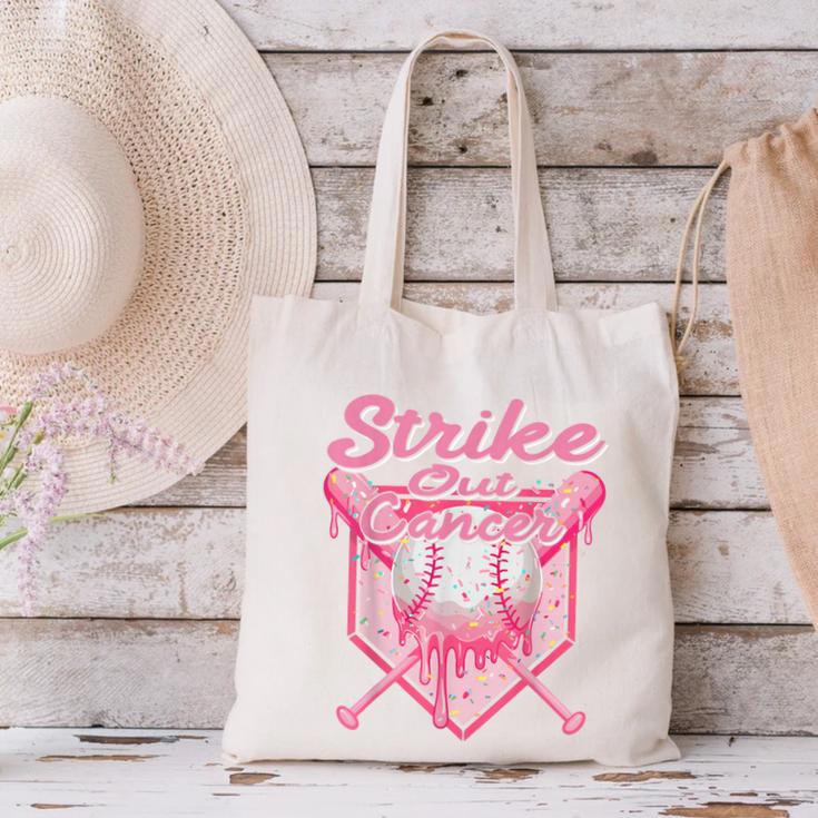 Strike Out Breast Cancer Baseball Drip For Boys Youth Canvas Tote Bag