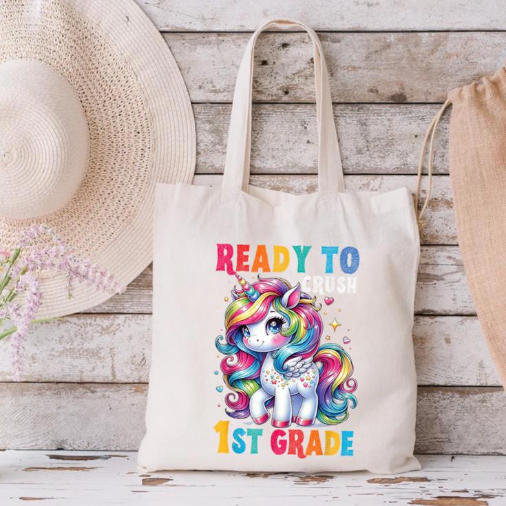 Student Unicorn Ready Back To School Crush 1st Grade Girls Canvas Tote Bag