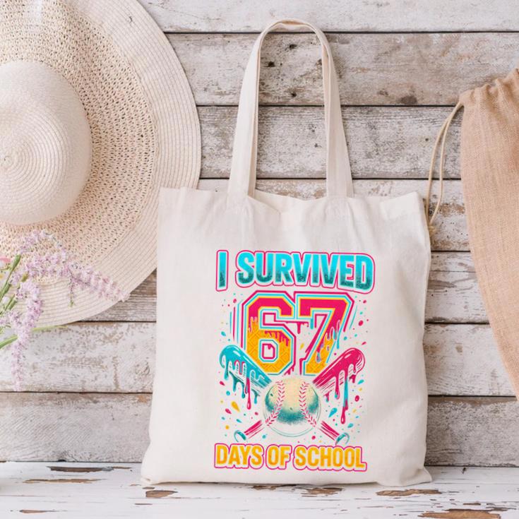 I Survived 67 Days Of School Baseball Drip Six Seven Meme Canvas Tote Bag I Survived 67 Days Of School Baseball Drip Six Seven Meme Canvas Tote Bag
