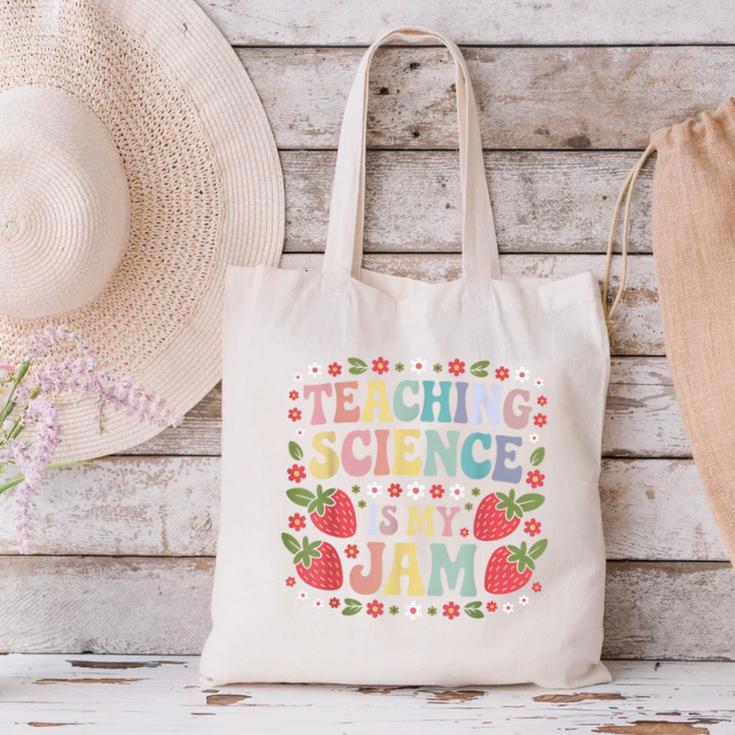 Teaching Science Is My Jam Retro Back To School Strawberry Canvas Tote Bag Teaching Science Is My Jam Retro Back To School Strawberry Canvas Tote Bag