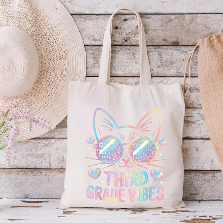 Third 3rd Grade Vibes Back To School Cute Cat Cute For Girls Canvas Tote Bag Third 3rd Grade Vibes Back To School Cute Cat Cute For Girls Canvas Tote Bag