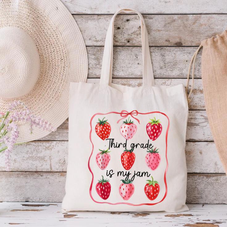 Third Grade Is My Jam Strawberry 3rd Grade Back To School Canvas Tote Bag