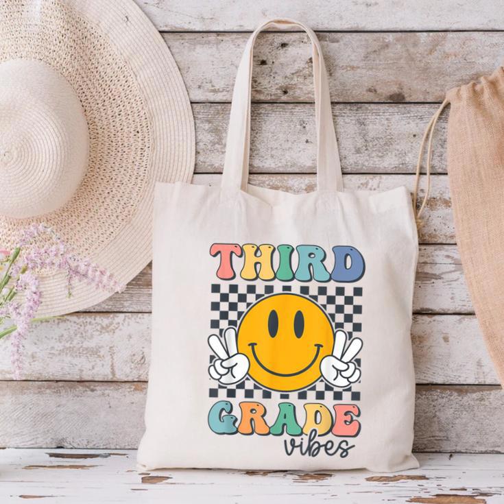 Third Grade Vibes Retro Smile Back To School 3rd Grade Team Canvas Tote Bag